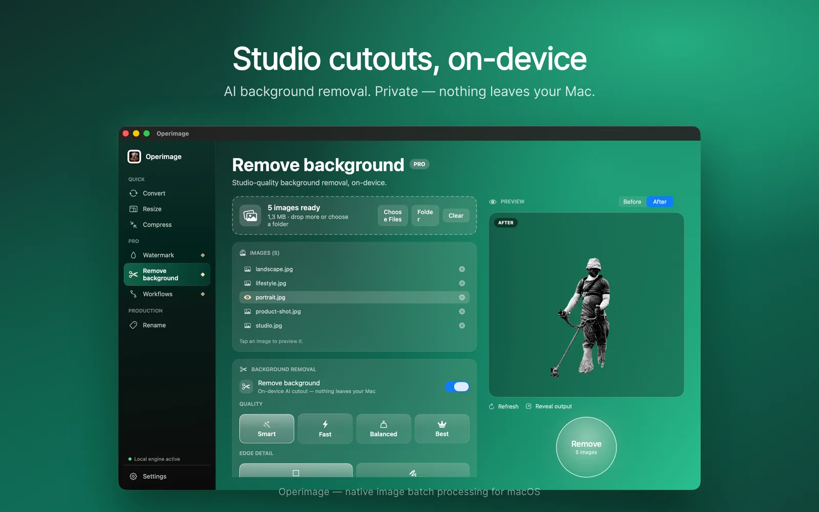 Operimage — remove background screen on macOS